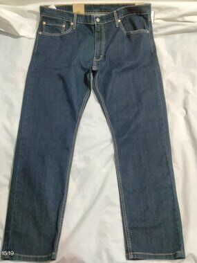 Levi's 512 Slim Taper Stretch Jeans Mens 38x30 Blue Dark Wash Denim Irregular